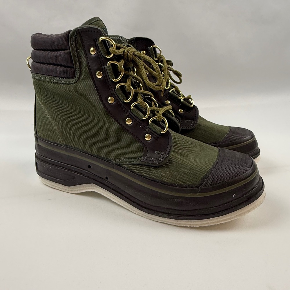 Orvis 2676 Mens Felt Sole Wading Boots Olive Green Canvas Fly Fishing Size 8 - Picture 2 of 12